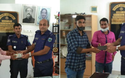 খোয়া যাওয়া টাকা উদ্ধার করে মালিকের হাতে তুলে দিলেন ওসি