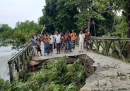 নাগরপুরে বন্যার পানির তোড়ে ভেঙ্গে পড়ছে বেড়িবাঁধ ব্রীজ কালভার্ট
