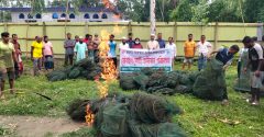 কালিহাতীর তল্লাই বিলে অভিযান।। ১৩শ মিটার চায়না জাল জব্দ